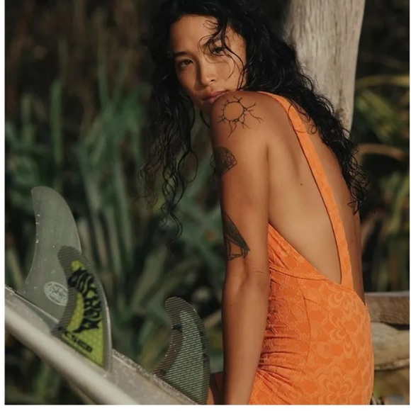 Free People Orange Floral One Piece Swimsuit - Picture 4 of 10